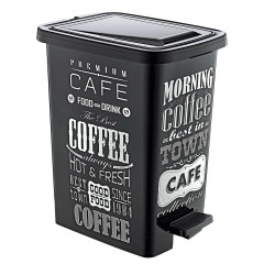 Ведро с педалью OZER-S-121-Х138 SLIM с рисунком 8,5л черный кофе