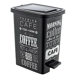 Відро з педаллю OZER-S-121-Х138 SLIM з малюнком 8,5л чорна кава