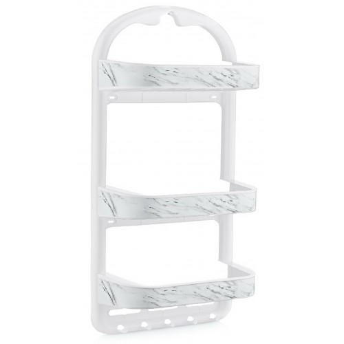 Полка OZER-B-012 для ванної 3-яр пряма білий мармур