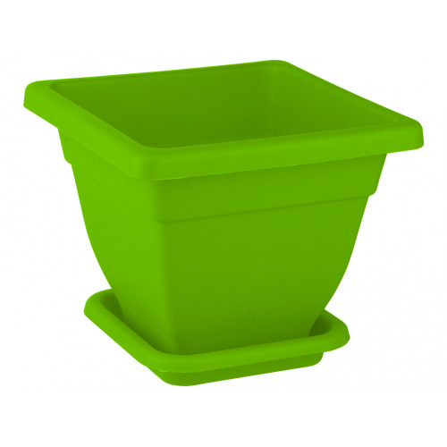 Вазон квадратний №3 Кс 9л з підставкою 280х280 салатовий