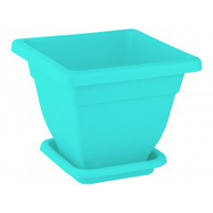 Вазон квадратный №2 Кс 6л с подставкой 250х250 бирюза