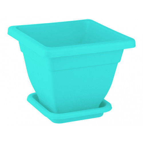 Вазон квадратный №2 Кс 6л с подставкой 250х250 бирюза