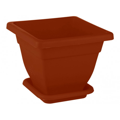 Вазон квадратний №2 Кс 6л з підставкою 250х250 теракот