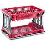 Сушилка для посуды 2-яр OZER-T-005 красно-серебряный