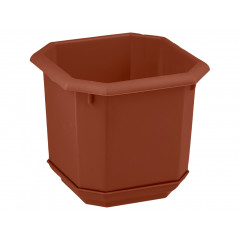 Вазон восьмигранный 150х150 с подставкой коричневый