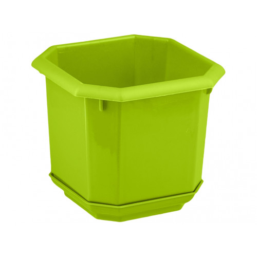 Вазон восьмигранный 125х125 с подставкой салатовый