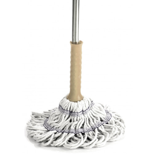 Швабра самовіджим 7003 ручка хром беж + насадка бавовна