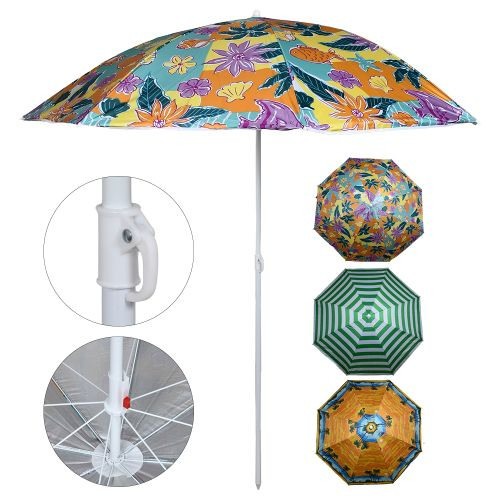 Зонт пляжный с наклоном d1,8м серебро МН-0035-MIX Цветы в чехле