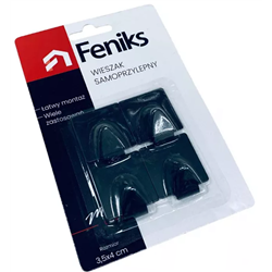 Гачок 1уп-4шт на самоклейці металевий 74297 на блістері Квадрат чорний