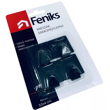 Гачок 1уп-4шт на самоклейці металевий 74297 на блістері Квадрат чорний