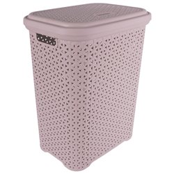 Корзина для белья с крышкой 35л пудра 38х28х49см