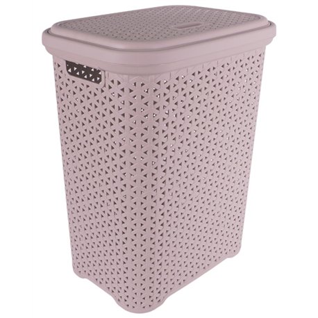 Корзина для белья с крышкой 35л пудра 38х28х49см