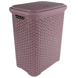 Корзина для білизни з кришкою 35л темно-пудровий 38х28х49см