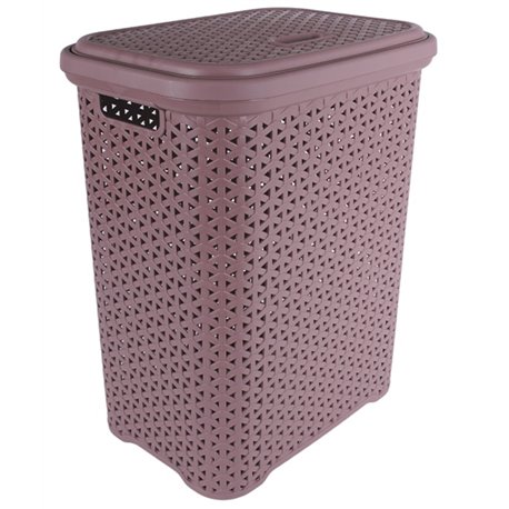 Корзина для белья с крышкой 35л темно-пудровый 38х28х49см