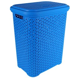 Корзина для білизни з кришкою 35л блакитний 38х28х49см