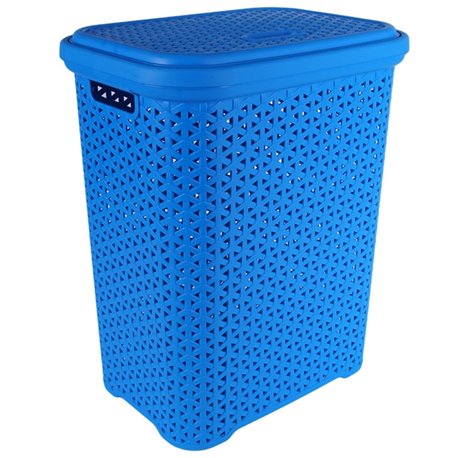 Корзина для білизни з кришкою 35л блакитний 38х28х49см