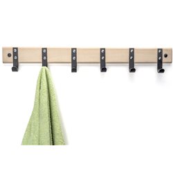 Вішалка настінна на дереві 6 гачків чорний