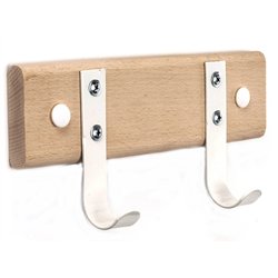 Вішалка настінна на дереві 2 гачки білий