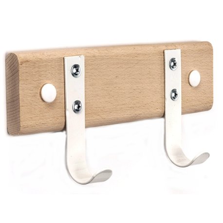 Вішалка настінна на дереві 2 гачки білий