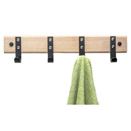 Вішалка настінна на дереві 4 гачки чорний