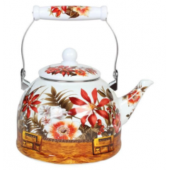 Чайник 1344  2,5л емаль білий з малюнком