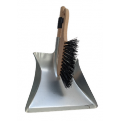 Совок металевий+щітка скребок КСМ-20 з дерев'яним держаком 20см