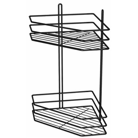 Полка 2-яр угловая 20см ПУ-20233 черная 3-контурная 