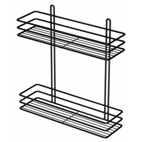 Полка прямая 2-яр металл 35см ПП-35233 черная 3-контурная
