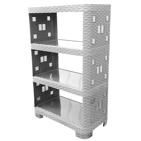 Этажерка ротанг 4 яруса ПГ-8004 серый