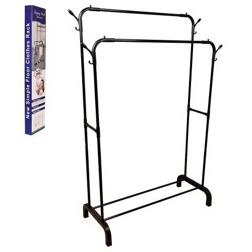 Вешалка стойка R88770-2 передвижная двойная органайзер для одежды 110х45х150см черный