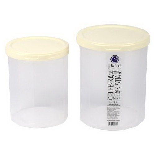 Банка для сыпучих НП набор 1+1,5л №85к кремовая крышка