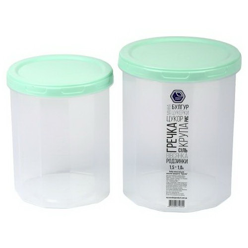 Банка для сыпучих НП набор 1+1,5л №85м мятная крышка
