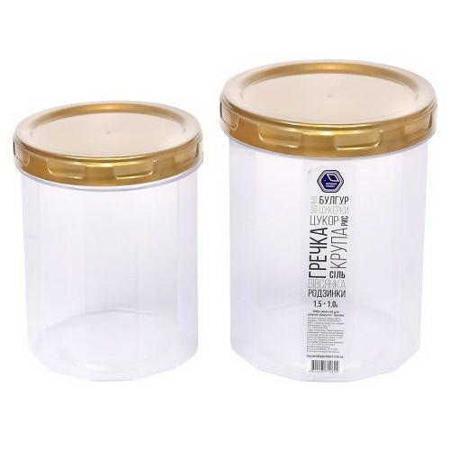 Банка для сыпучих НП набор 1+1,5л №85g Gold крышка