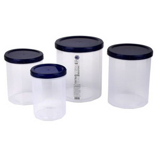 Банку для сипучих НП набір 0,65+1+1,5+2л №108і індиго кришка