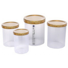 Банка для сыпучих НП набор 0,65+1+1,5+2л №108g Gold крышка