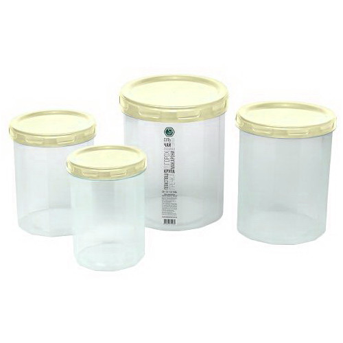Банку для сипучих НП набір 0,65+1+1,5+2л №108к кремова кришка