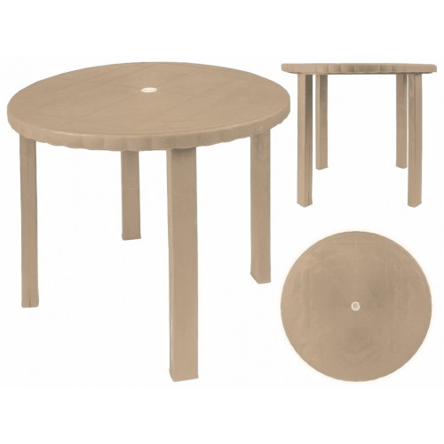 Стол дачный круглый бежевый