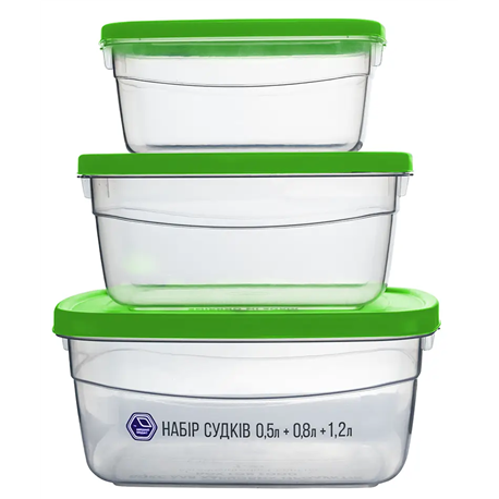 Судок набор НП №95з 0,5+0,8+1,2л зеленая крышка