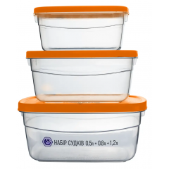 Судок набір НП №95п 0,5+0,8+1,2л помаранчева кришка
