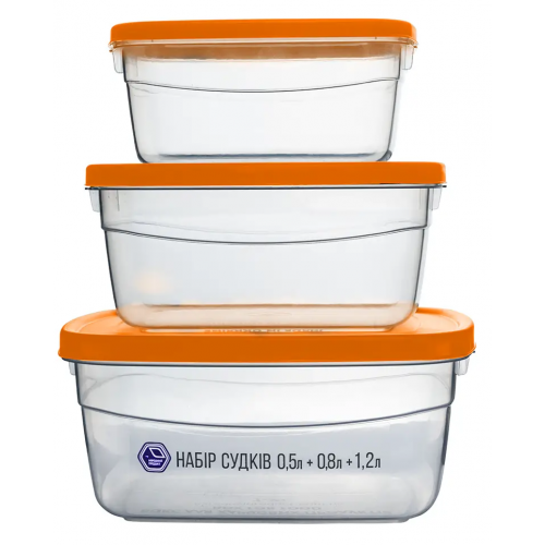 Судок набір НП №95п 0,5+0,8+1,2л помаранчева кришка