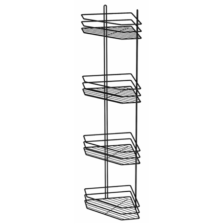 Полиця 4-яр кутова 20см ПУ-20433 чорна 3-х контурна