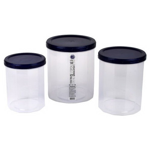Банка для сипучих НП набір 1+1,5+2л №99і індиго кришка