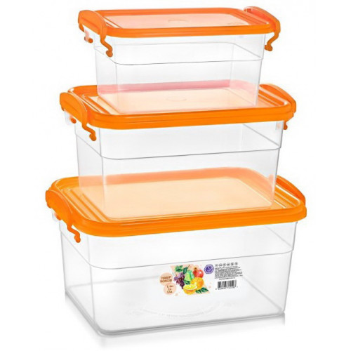 Бокс набір НП №60п 1,15+2+3,5л помаранчева кришка