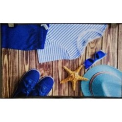Коврик Таба 57х90 коричневый с синим очки, ракушка