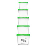 Судок набор НП круглый №82з 0,2+0,3+0,5+0,7+1л зеленая крышка