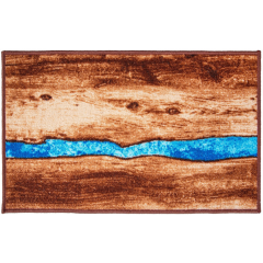Коврик Таба 57х90 коричневый под дерево с голубой полоской