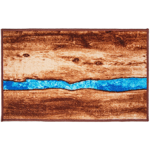 Килимок Таба 57х90 коричневий під дерево з блакитною полоскою