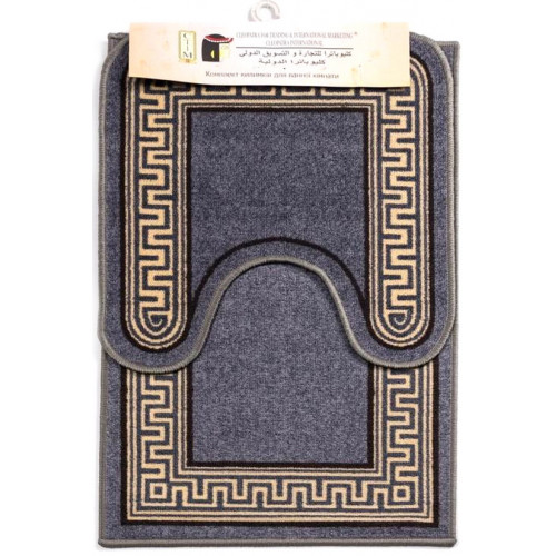 Килимок 2-й набір Клеопатра з малюнком 50х80+57х60 35032 сірий кант версаче