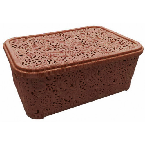 Корзина Ажур  4,7л с крышкой ПБ-447 коричневый