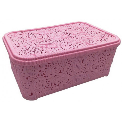 Корзина Ажур  4,7л с крышкой ПБ-447 розовый